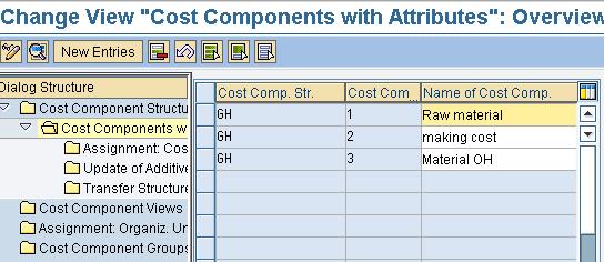 cost component of standard cost in sap