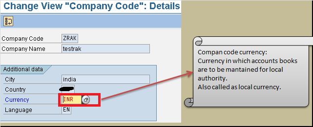 Defining company code currency in sap