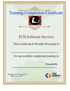 Course completion certificate by Tech Concept Hub in Pune.