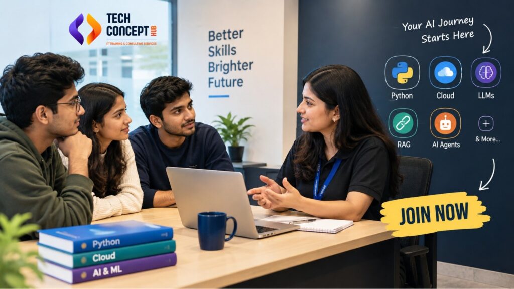 Students learning Agentic AI with an instructor at Tech Concept Hub